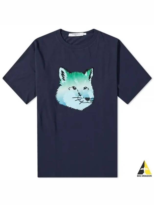 Vibrant Fox Head Easy Short Sleeve T-Shirt Navy - MAISON KITSUNE - BALAAN 2