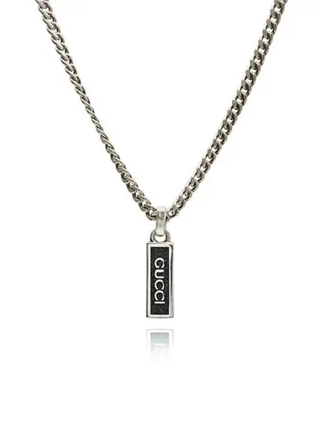 Tag Enamel Logo Necklace Silver - GUCCI - BALAAN 3