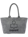 Yenky Zipper Logo Washed Cotton Tote Bag Grey - ISABEL MARANT - BALAAN 1