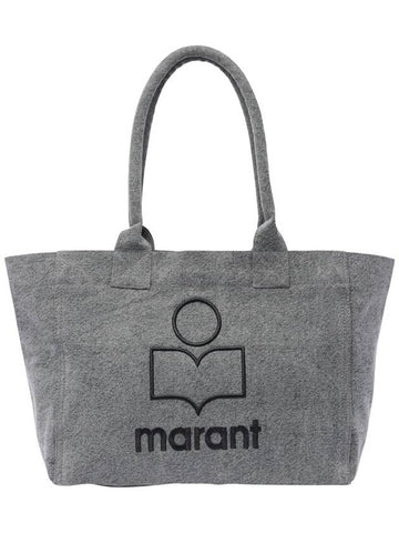 Yenky Zipper Logo Washed Cotton Tote Bag Grey - ISABEL MARANT - BALAAN 1