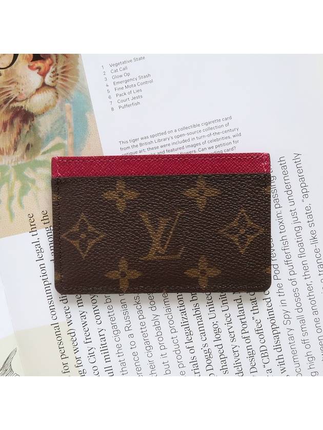 Monogram Card Wallet Fuchsia Brown - LOUIS VUITTON - BALAAN 3