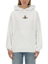 Embroidered ORB Logo Cotton Hoodie White - VIVIENNE WESTWOOD - BALAAN 1