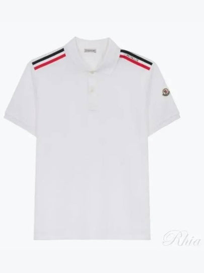 Men's Logo Pique Cotton Short Sleeve Polo Shirt White - MONCLER - BALAAN 2