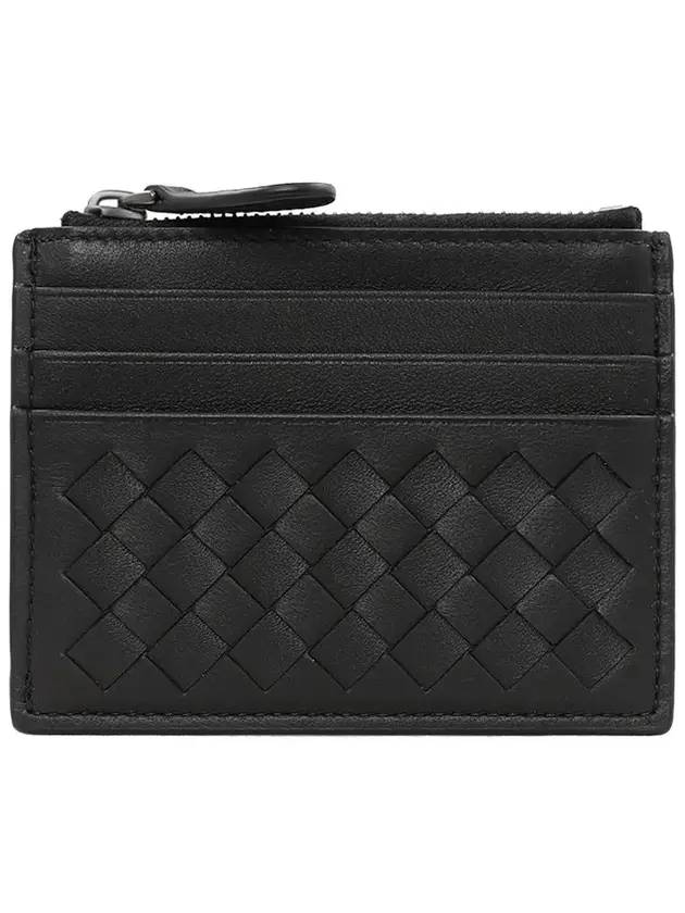 Intrecciato Zipper Card Wallet Black - BOTTEGA VENETA - BALAAN 1