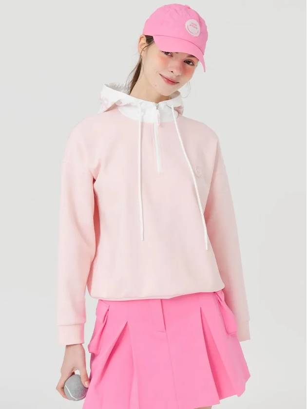 Windproof hooded half zip-up t-shirt PINK - MONBIRDIE GOLF - BALAAN 7