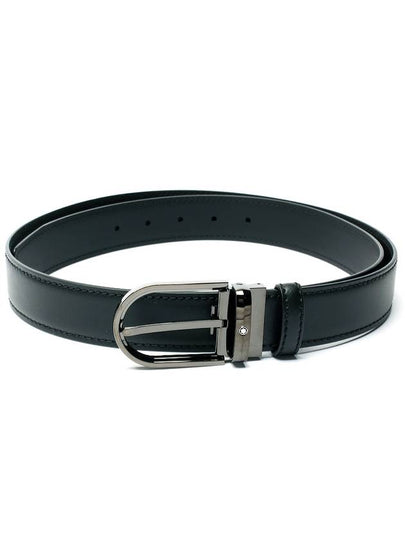 Horseshoe Buckle 35mm Leather Belt Black - MONTBLANC - BALAAN 2