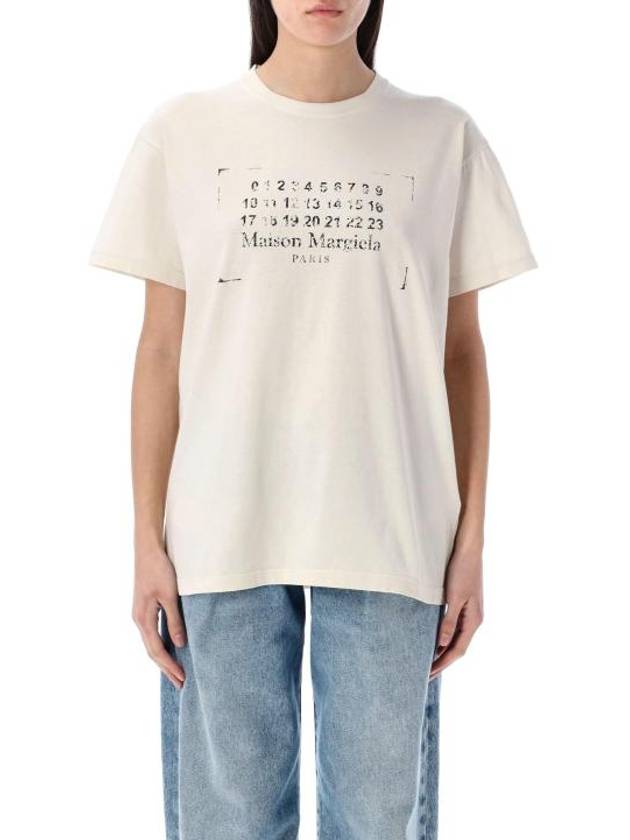 Logo Print Short Sleeve T-Shirt Crem - MAISON MARGIELA - BALAAN 2