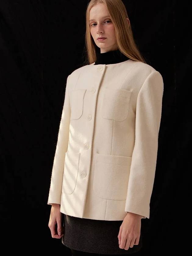 Women's Wool Half Pea Coat Ivory - LESEIZIEME - BALAAN 3