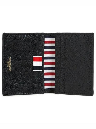 Pebble Grained Leather Double Card Wallet Black - THOM BROWNE - BALAAN 2