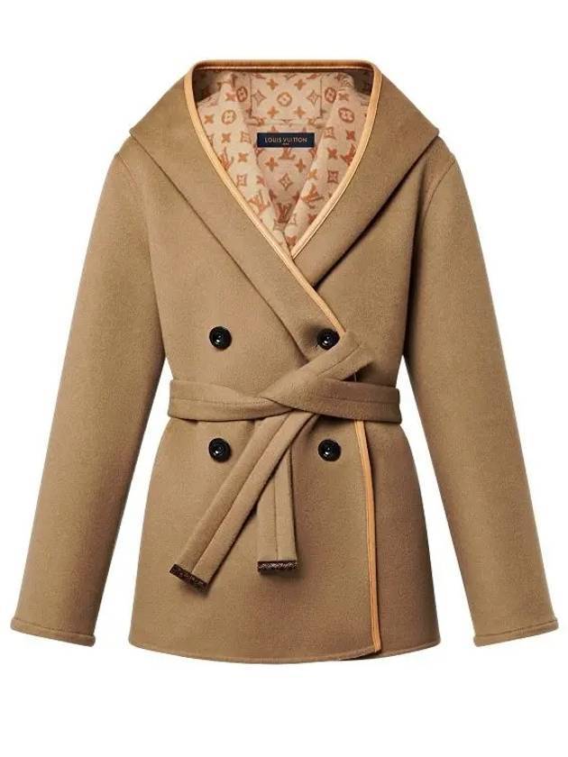 3D Monogram Double Breasted Wrap Coat Beige - LOUIS VUITTON - BALAAN 1