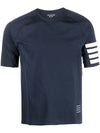 4-Bar Stripe Crew Neck Short Sleeve T-Shirt Navy - THOM BROWNE - BALAAN 1