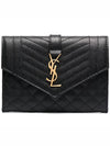 Matelasse Monogram Envelope Small Half Wallet Black - SAINT LAURENT - BALAAN 3