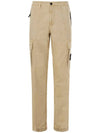 Men's Wappen Patch Slim Cargo Straight Pants Beige - STONE ISLAND - BALAAN.