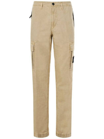 Men's Wappen Patch Slim Cargo Straight Pants Beige - STONE ISLAND - BALAAN 1