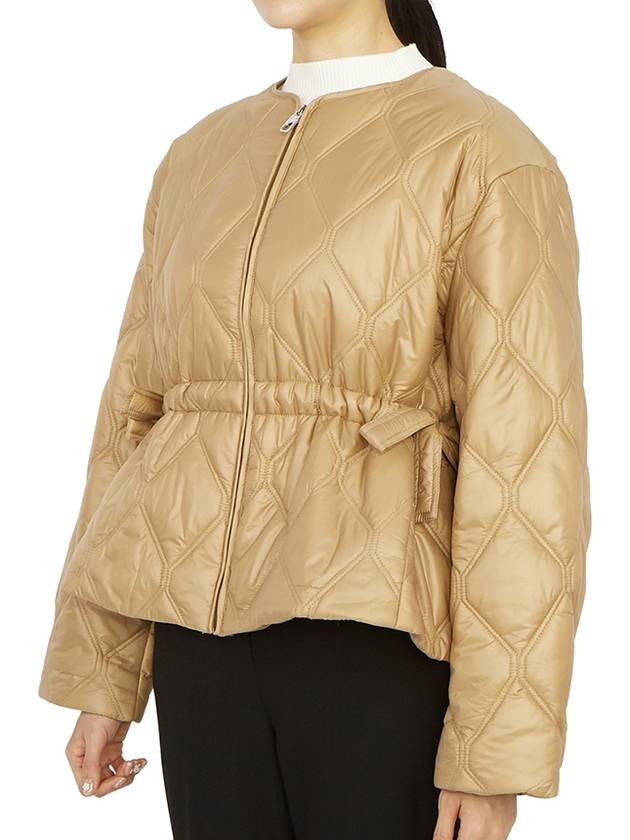 Women's Quilted Recycled Nylon Down Zip-Up Jacket Beige - GANNI - BALAAN 4