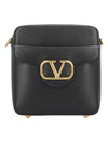 Gold V Logo Cross Bag Black - VALENTINO - BALAAN 1