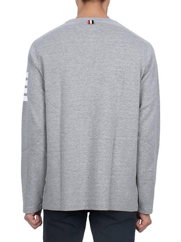 4-Bar Striped Cotton Long Sleeve T-Shirt Light Grey - THOM BROWNE - BALAAN 5