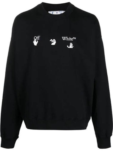 Hands-Off Logo Print Crew Neck Sweatshirt Black - OFF WHITE - BALAAN 1