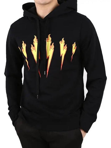 Flame Bolt Printing Hooded Sweatshirt PBJS447A M - NEIL BARRETT - BALAAN 1