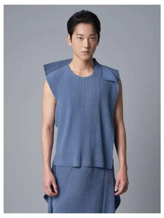 Racktangle vest blue gray domestic product GM0024053124737 - ISSEY MIYAKE - BALAAN 1