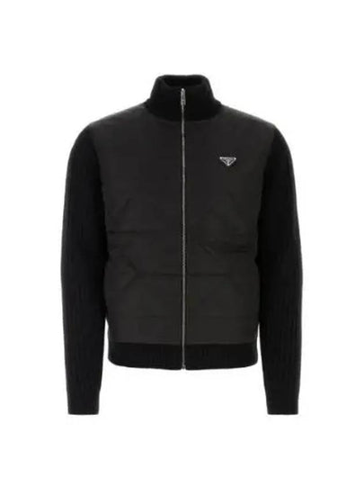 Triangle Logo Re-Nylon Wool Padded Jacket Black - PRADA - BALAAN 2