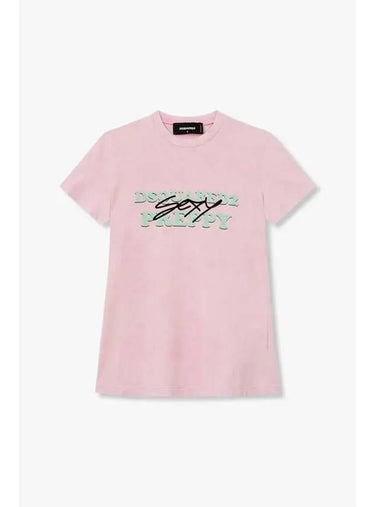 Women s Front Logo Washed T Shirt Pink - DSQUARED2 - BALAAN 1