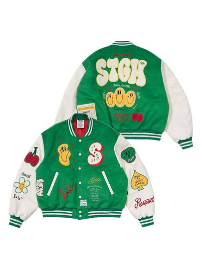 STGM Oversized Varsity Bomber Jacket Green - STIGMA - BALAAN 2