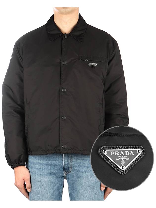 Triangle Logo Re-Nylon Jacket Black - PRADA - BALAAN 2