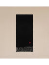 De Coeur Classic Wool Fringe Scarf Muffler Black USF405 334 - AMI - BALAAN 1