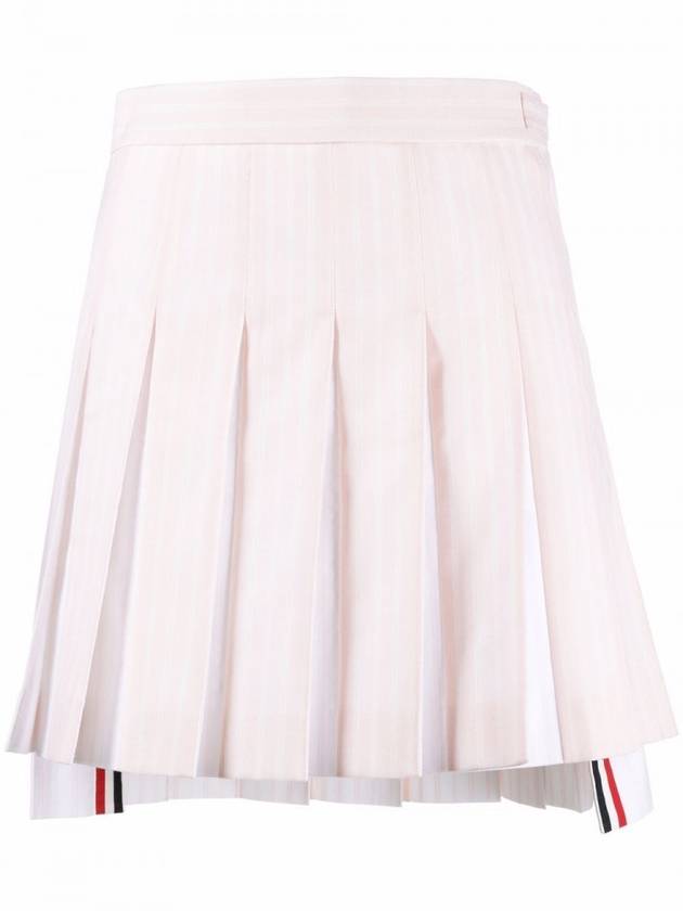 Hairline Stripe Twist Mini Pleated Skirt Light Pink - THOM BROWNE - BALAAN.