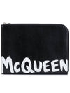 Graffiti Logo Round Zipper Clutch Bag Black - ALEXANDER MCQUEEN - BALAAN 2