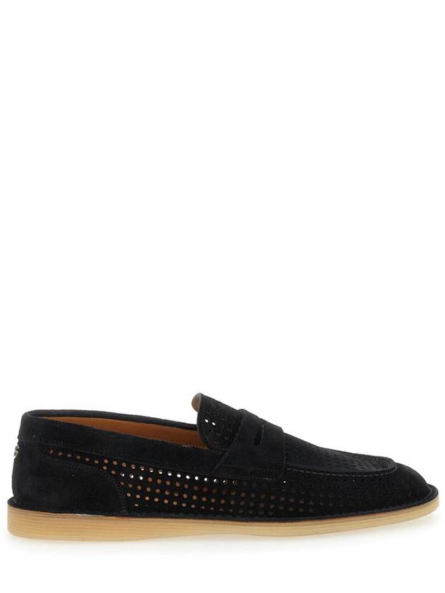 'Florio' Black Loafers With Logo Detail On The Rear And Penny Slot In Suede Woman - DOLCE&GABBANA - BALAAN 1