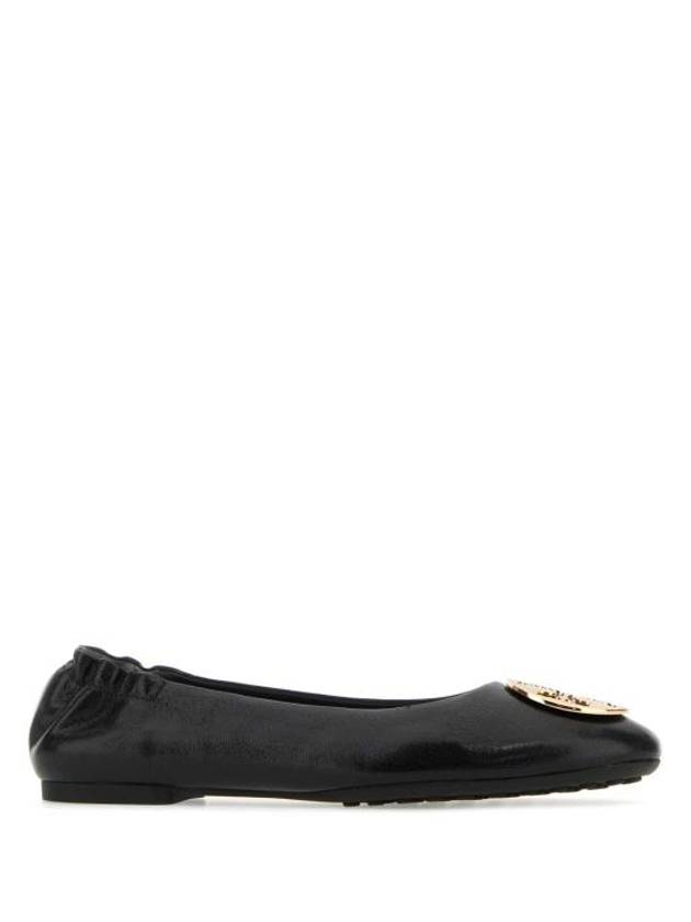 Logo Leather Ballerina Flat Black - TORY BURCH - BALAAN 2