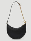 Pebble grain leather mini V logo plaque hobo shoulder bag black - VALENTINO - BALAAN 4