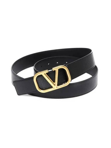 V Logo Leather Belt Black - VALENTINO - BALAAN 1