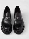 Triangle Logo Brushed Leather Loafers Black - PRADA - BALAAN 2