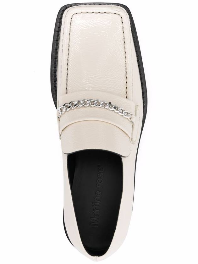 Chain Embellished Square Toe Leather Loafers White - MARTINE ROSE - BALAAN 4