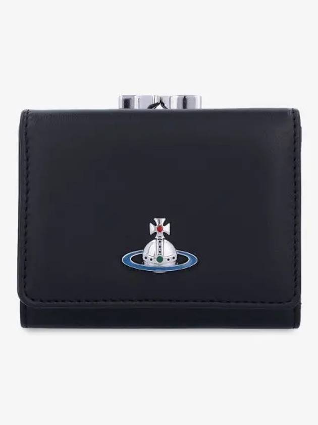 Small Frame Leather Half Wallet Black - VIVIENNE WESTWOOD - BALAAN 2