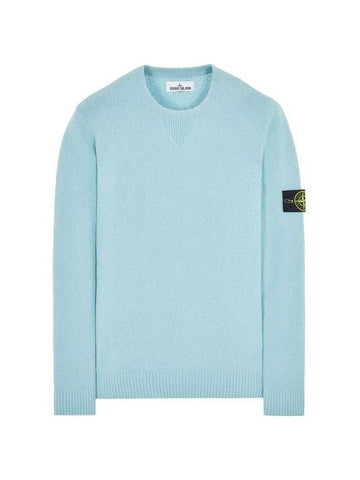 Soft Cotton Crewneck Knit Top Aqua - STONE ISLAND - BALAAN 1