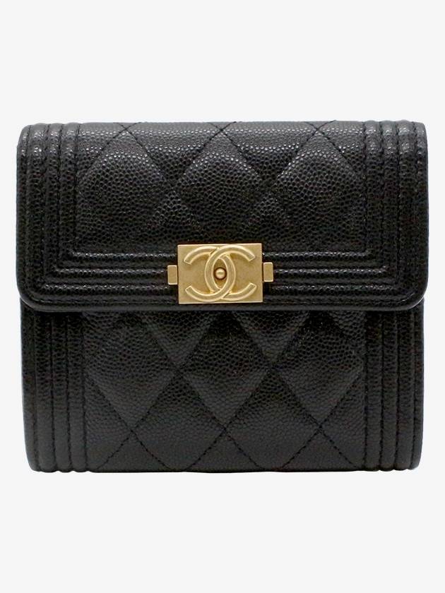 Boy Caviar Vintage Gold Half Wallet Black - CHANEL - BALAAN 2