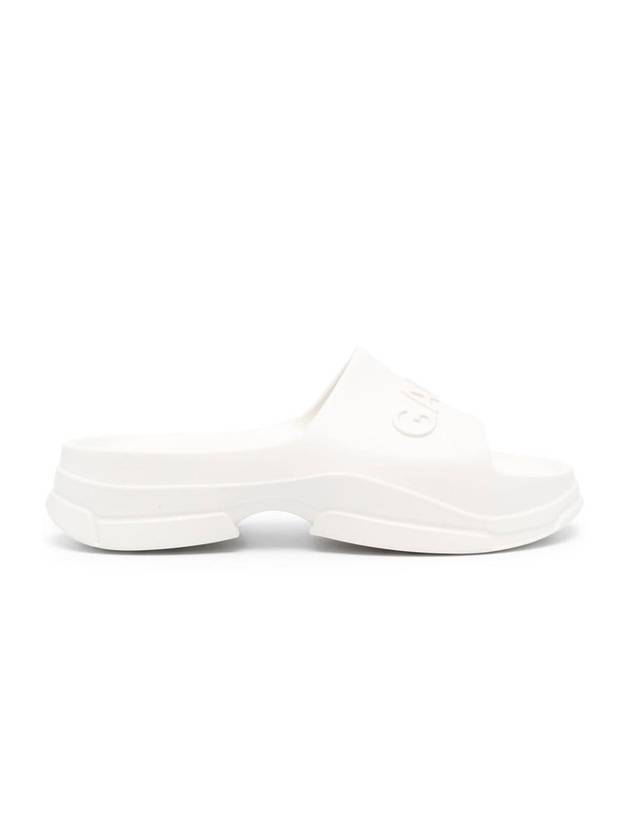 Logo Rubber Full Slide Slippers White - GANNI - BALAAN 1