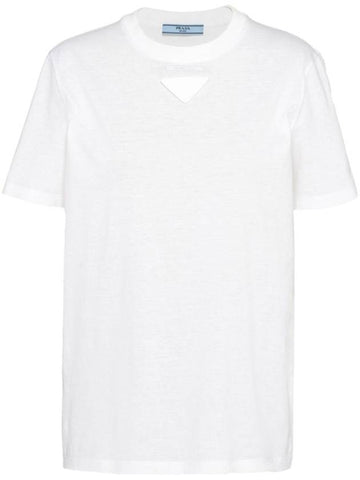 PRADA triangle logo short sleeve t-shirt white 35838Y 11CD F0009 S 231 - PRADA - BALAAN