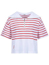 Big collar striped t-shirt MW3ME103RED - P_LABEL - BALAAN 10