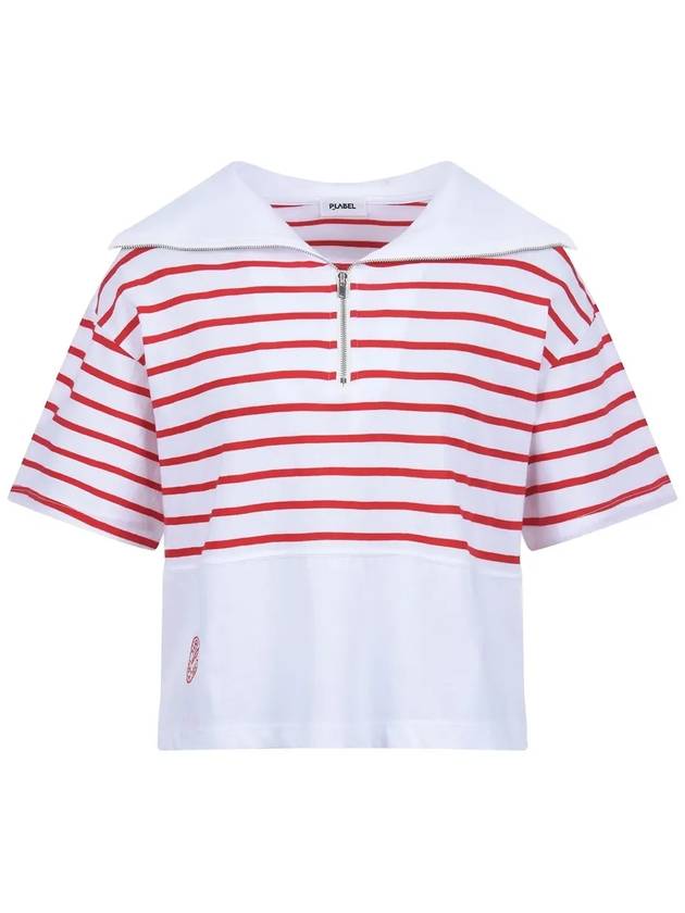 Big collar striped t-shirt MW3ME103RED - P_LABEL - BALAAN 10