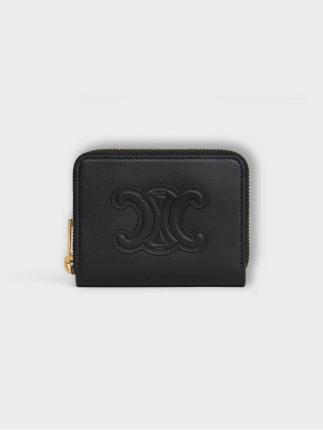 Cuir Triomphe Compact Smooth Calfskin Half Wallet Black - CELINE - BALAAN 2