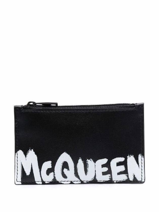 Graffiti Logo Zipper Card Wallet Black - ALEXANDER MCQUEEN - BALAAN 2