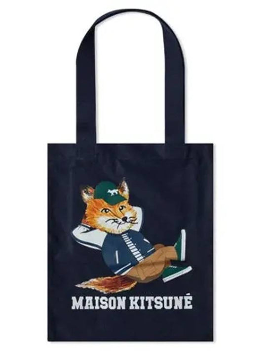 Dressed Fox Vertical Cotton Canvas Tote Bag Navy - MAISON KITSUNE - BALAAN 2