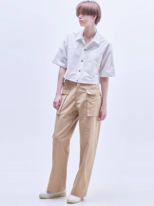 Women's Wide Cargo HBT Pants Beige - MOTH - BALAAN 2