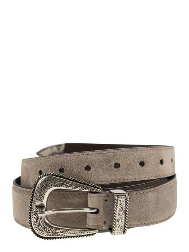 Inverted Buckle Leather Belt Taupe - BRUNELLO CUCINELLI - BALAAN 1