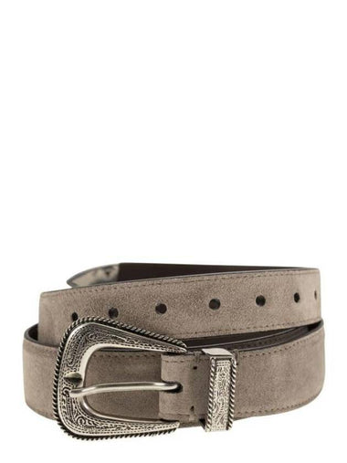 Inverted Buckle Leather Belt Taupe - BRUNELLO CUCINELLI - BALAAN 1